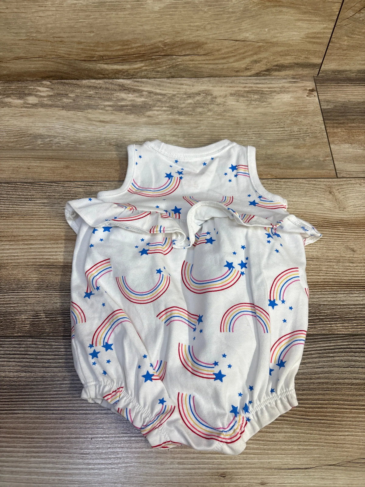 Cat & Jack Rainbow Print Bubble Romper White sz 0-3m