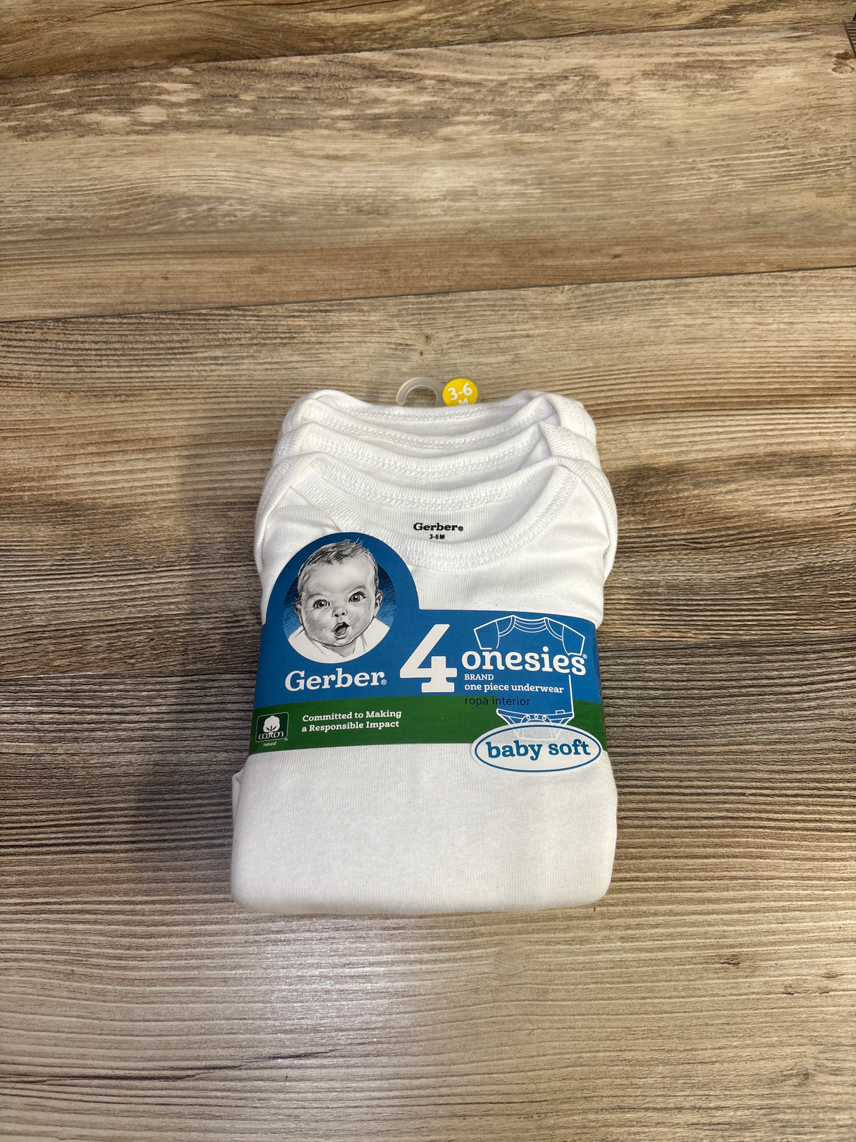 NEW Gerber 4pk Bodysuits White sz 3-6m