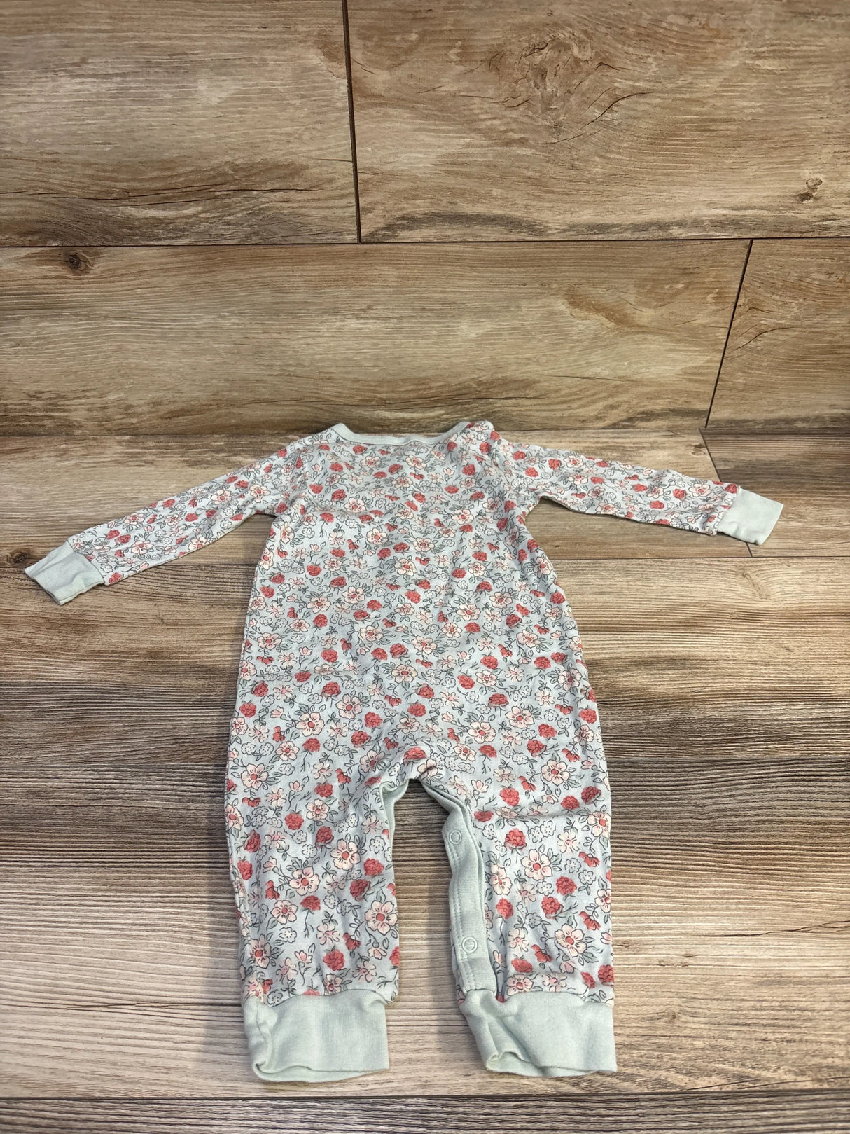 Modern Moments Floral Snap Coverall Blue sz 6-9m