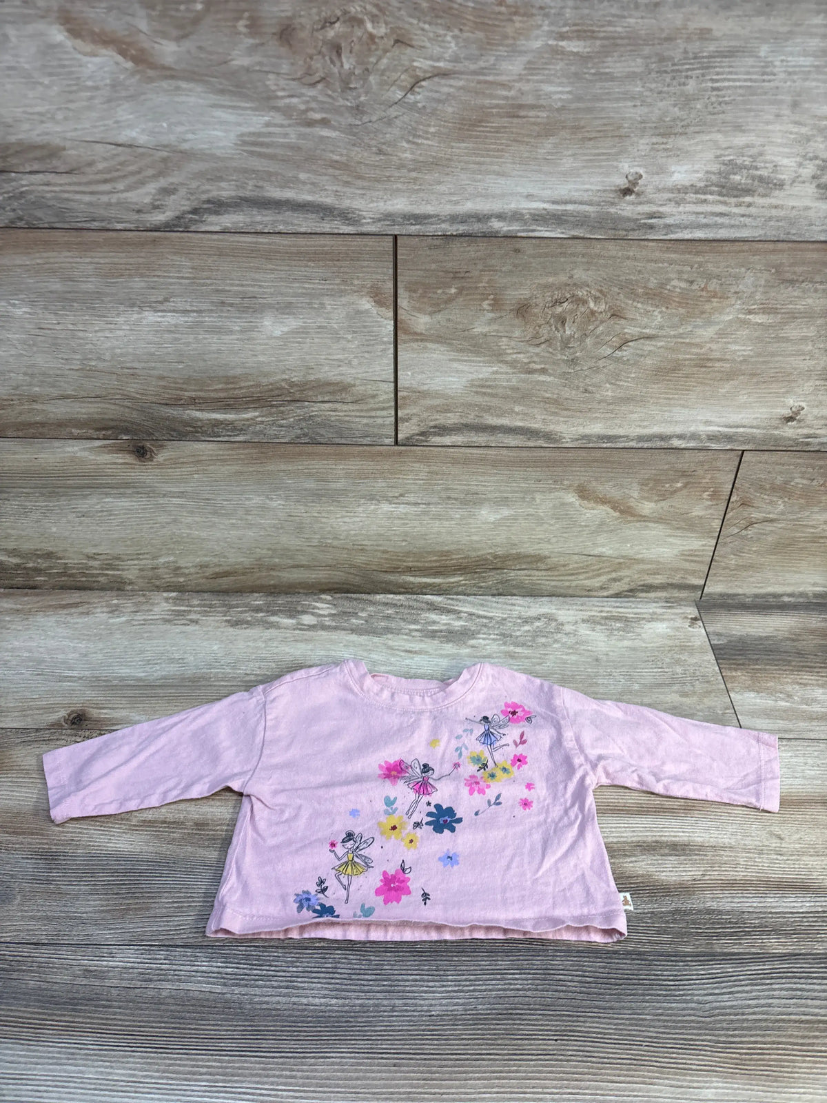 Baby Gap pink long sleeve shirt for infants with colorful fairy and flower prints