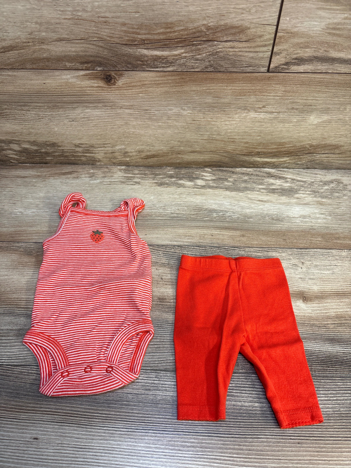 Carter's 2pc Striped Strawberry Print Sleeveless Bodysuit Set Red sz Newborn
