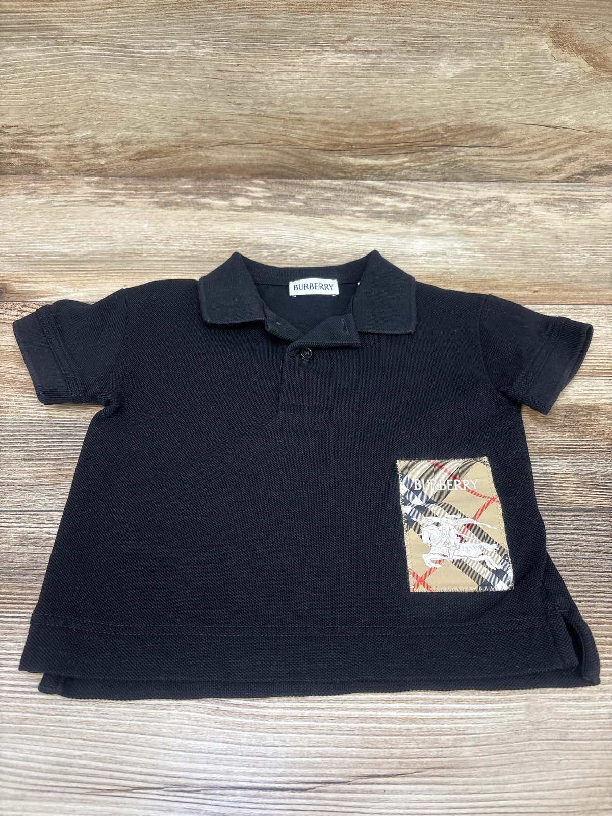 Burberry Johane EKD Logo-Patch Polo Shirt Black sz 18m