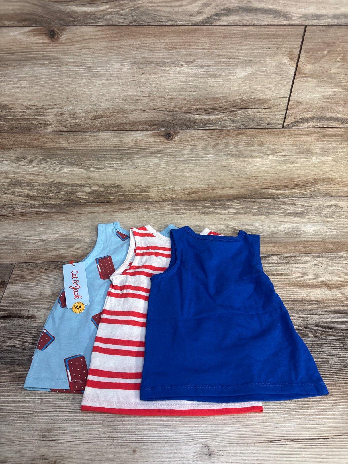 NEW Cat & Jack 3pk Ice Cream Tank Tops Blue sz 18m