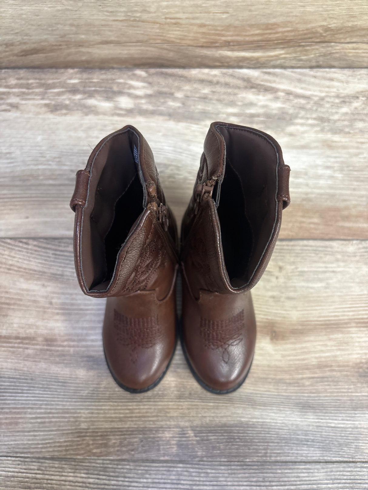 Cat & Jack Memphis Zipper Western Boots Brown sz 7c