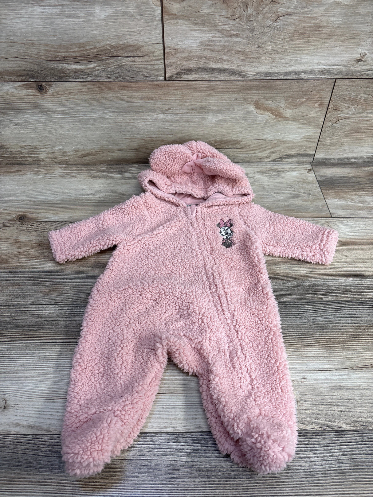 Disney Baby Sherpa Hooded Coverall Pink sz 0-3m