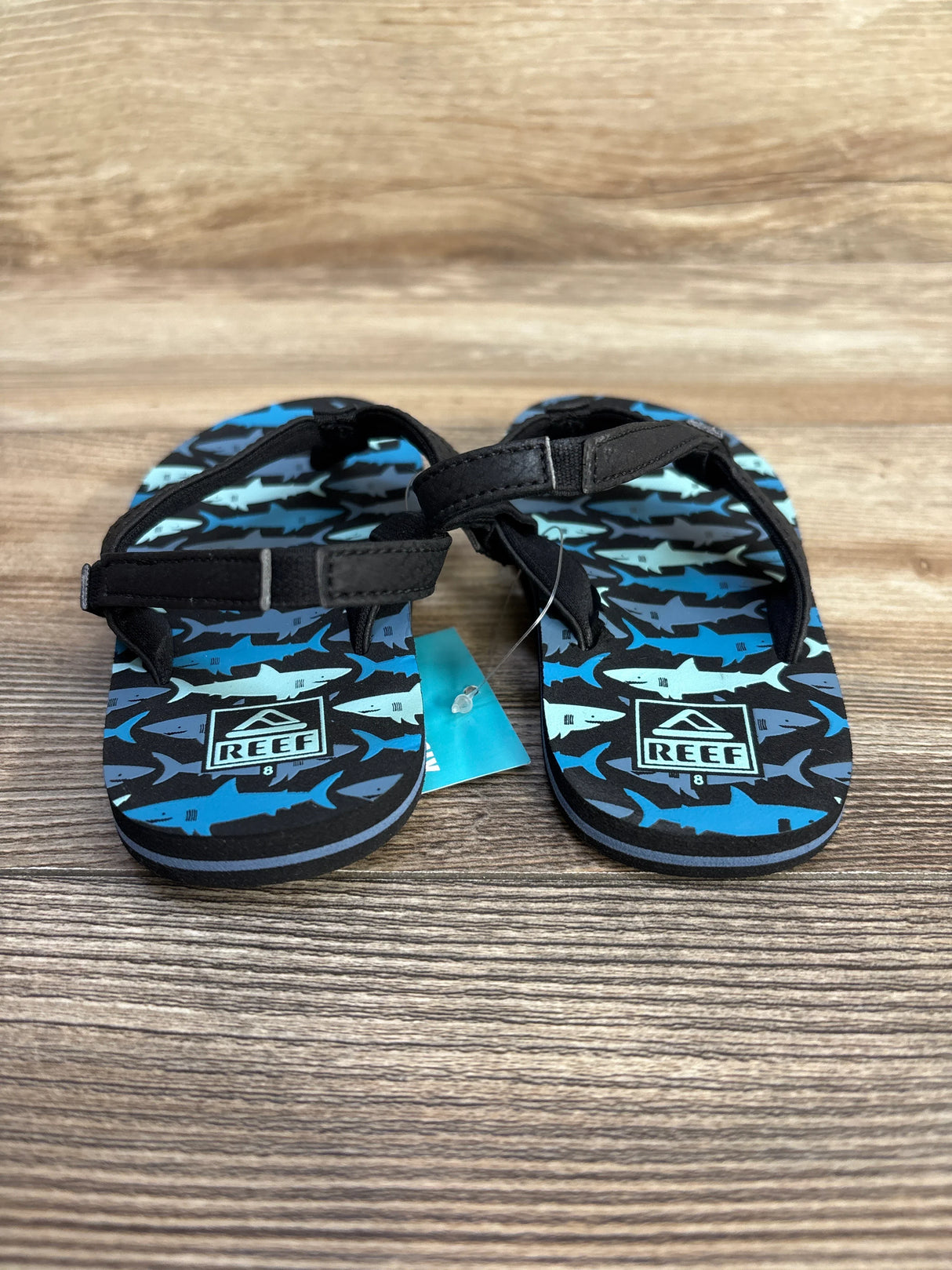 NEW Reef Little Uni Flip Flops in Blue Sharks sz 7c - Me n Mommy To Be
