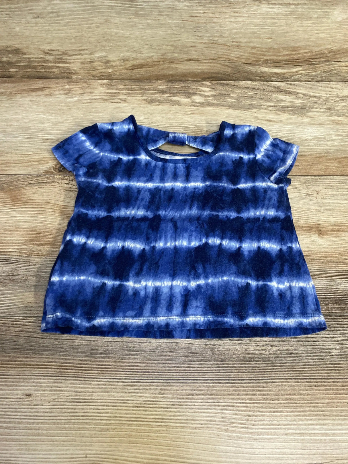Front view of Baby Gap blue tie-dye toddler shirt (18-24M) showing short sleeves and crew neck on white background