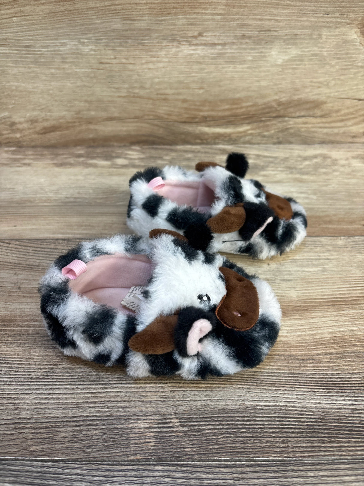 Wonder Nation Fuzzy Cow Slippers sz 6c