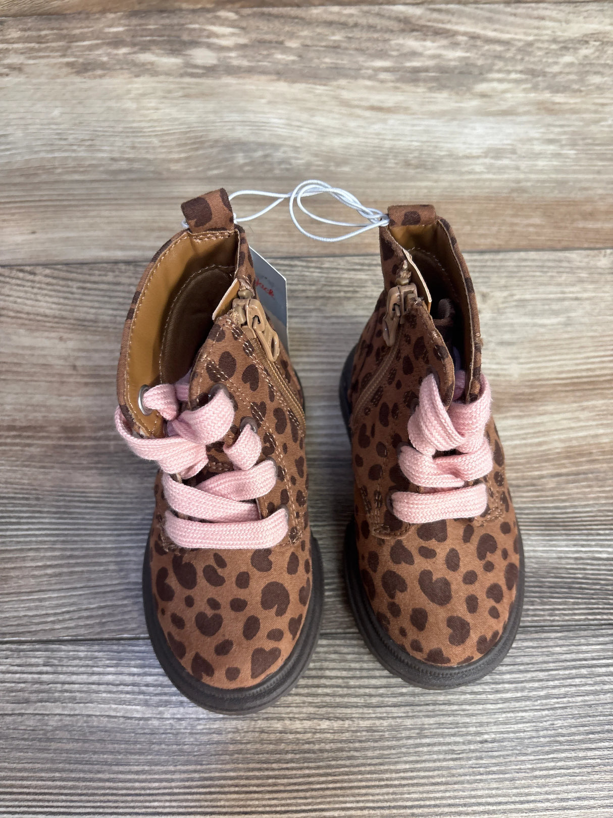 NEW Cat & Jack Toddler Girls' Amaya Zipper Leopard Print  Combat Boots Brown Sz 6c