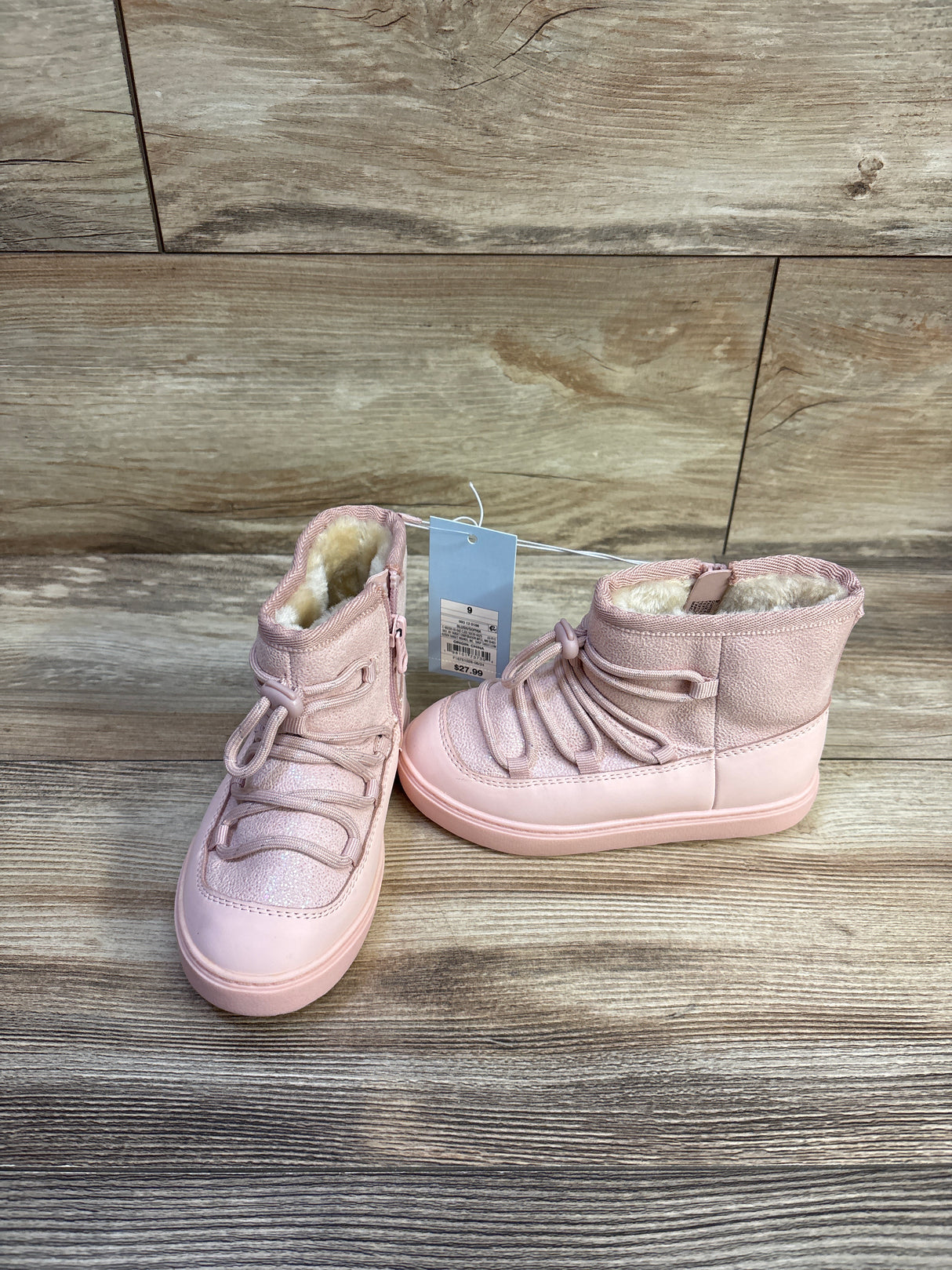 NEW Cat & Jack Sophia Fur-Lined Winter Boots Pink sz 9c