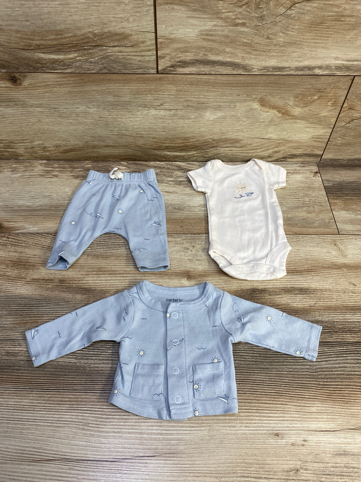 Just One You 3pc Kimono Shirt, Bodysuit, & Pants Set Blue sz Preemie