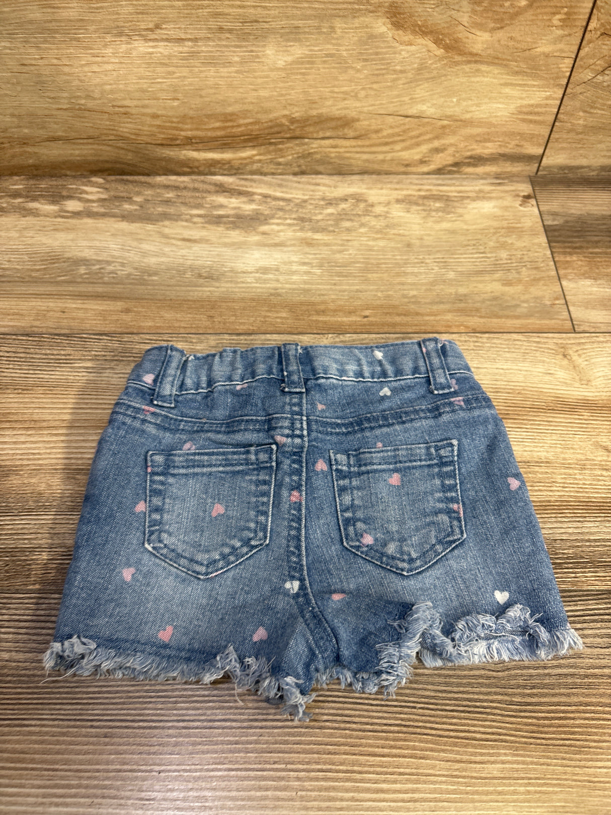 Cat & Jack Heart Print Denim Shorts Blue sz 2T
