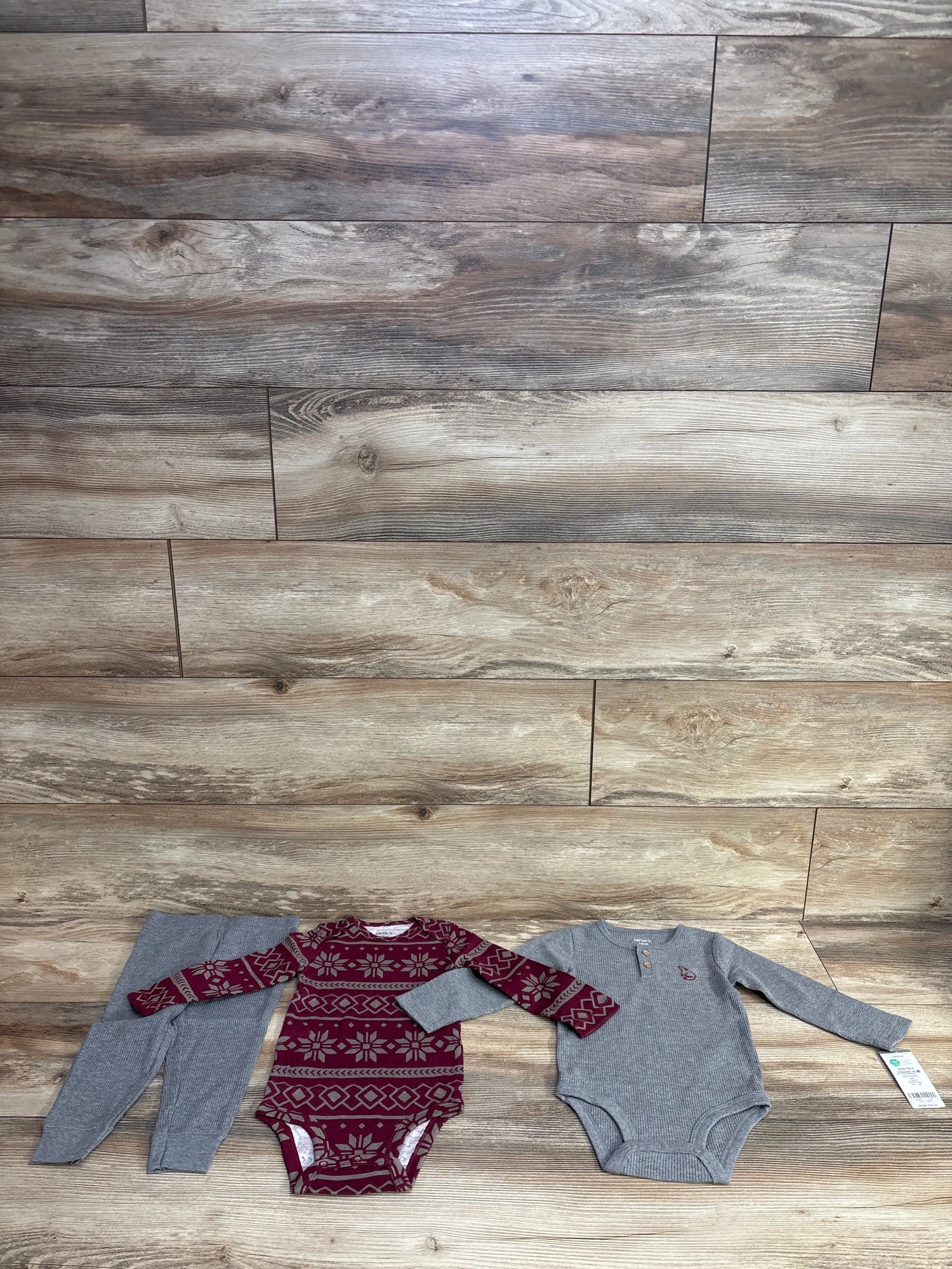 Carter's 3pc Waffle Knit Bodysuit Set Grey sz 18m