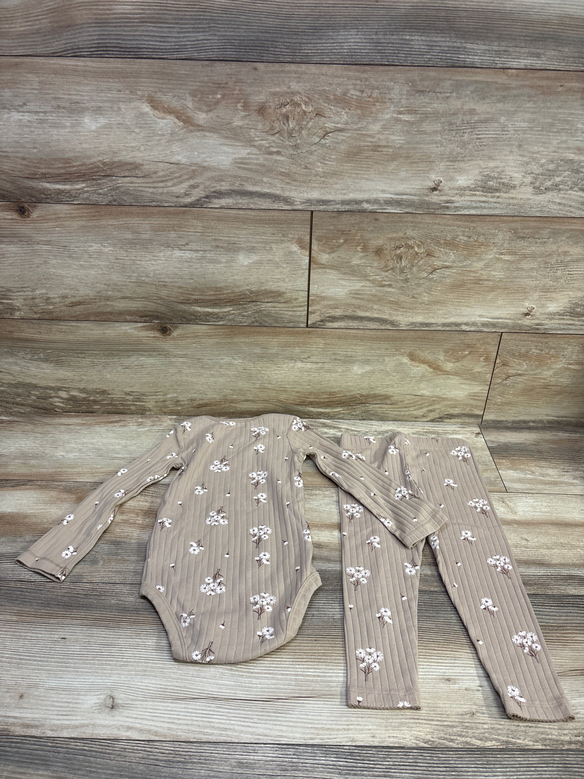 Carter's 2pc Ribbed Bodysuit & Pants Set Tan sz 24m