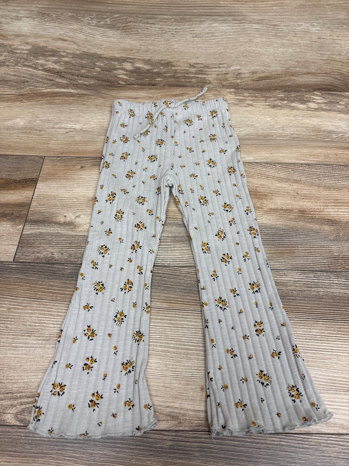 Zara Floral Ribbed Flare Leggings Grey sz 3T