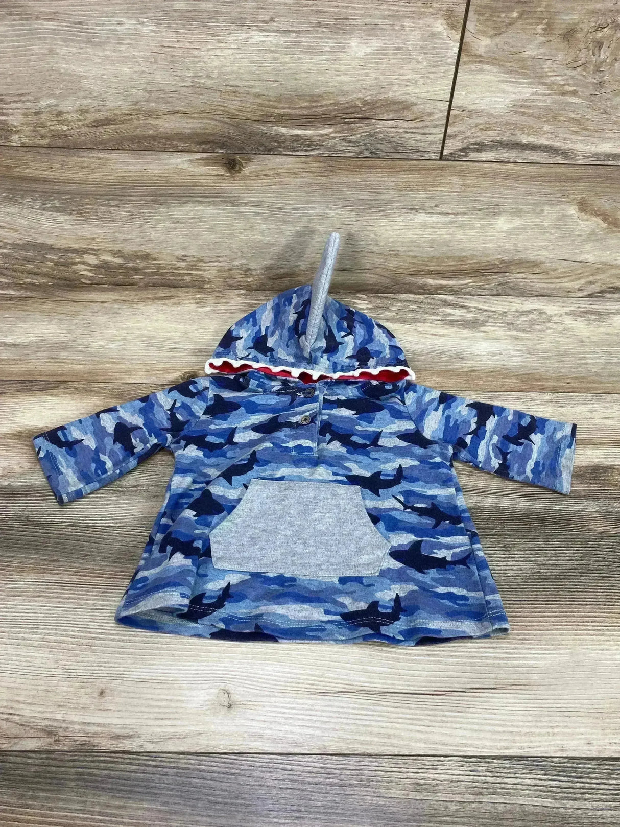 Mudpie Shark Hoodie Blue sz 12-18m - Me n Mommy To Be