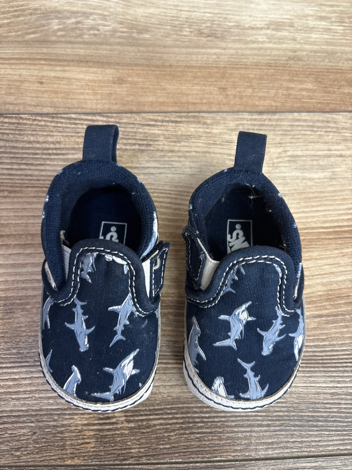 Vans Slip-On V Shark Print Shoes Navy sz 2c