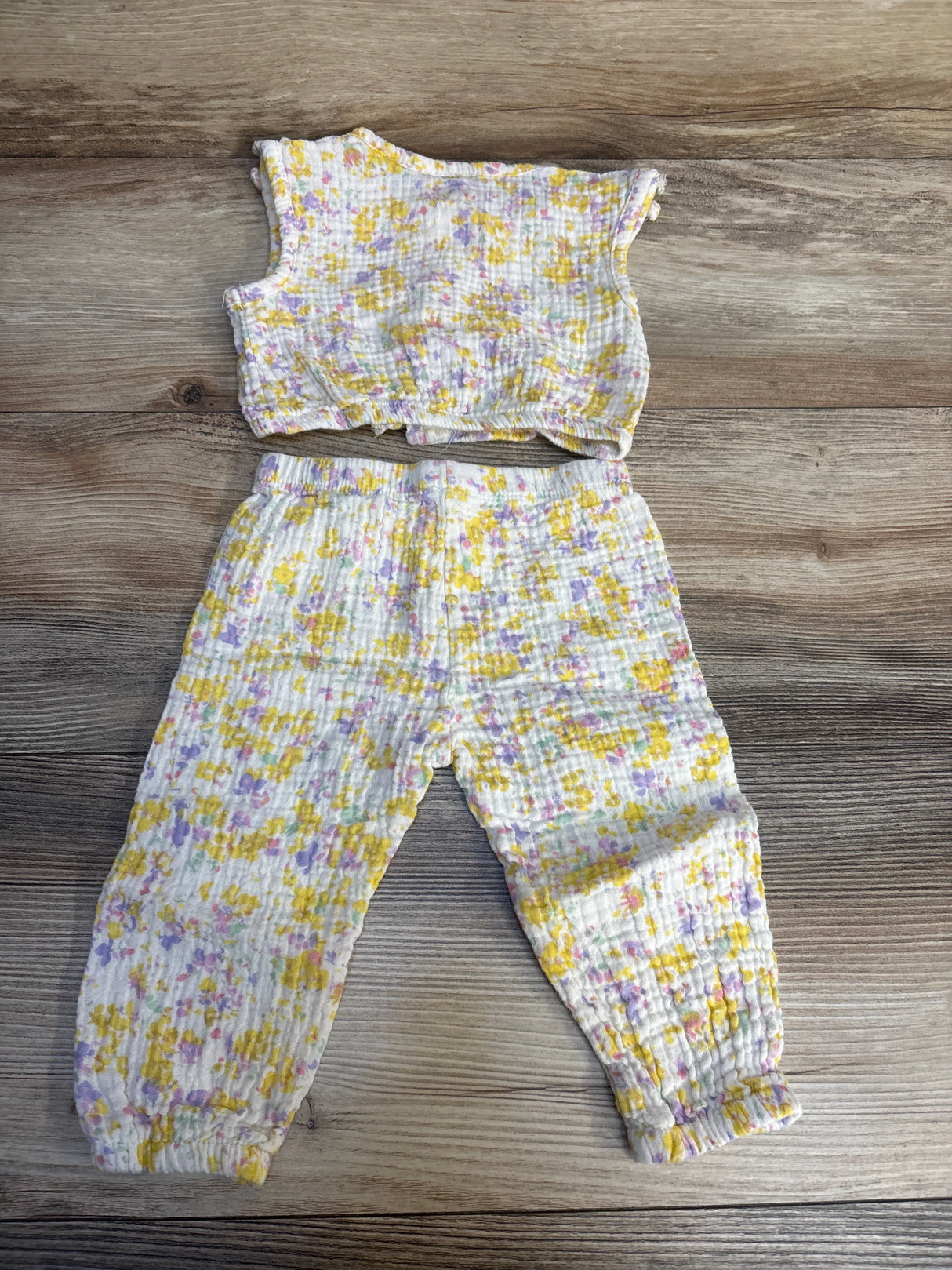 2pc Gauze Tank Top & Jogger Set White sz 6-9m