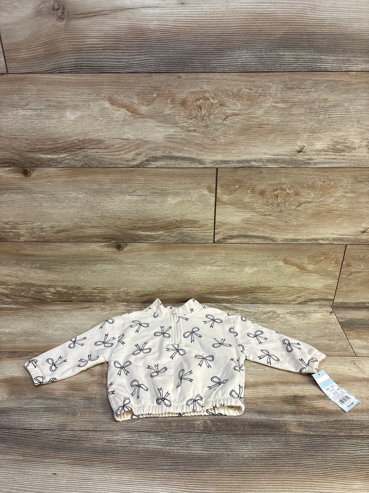 NEW Cat & Jack Quarter-Zip Sweatshirt Ivory sz 12m