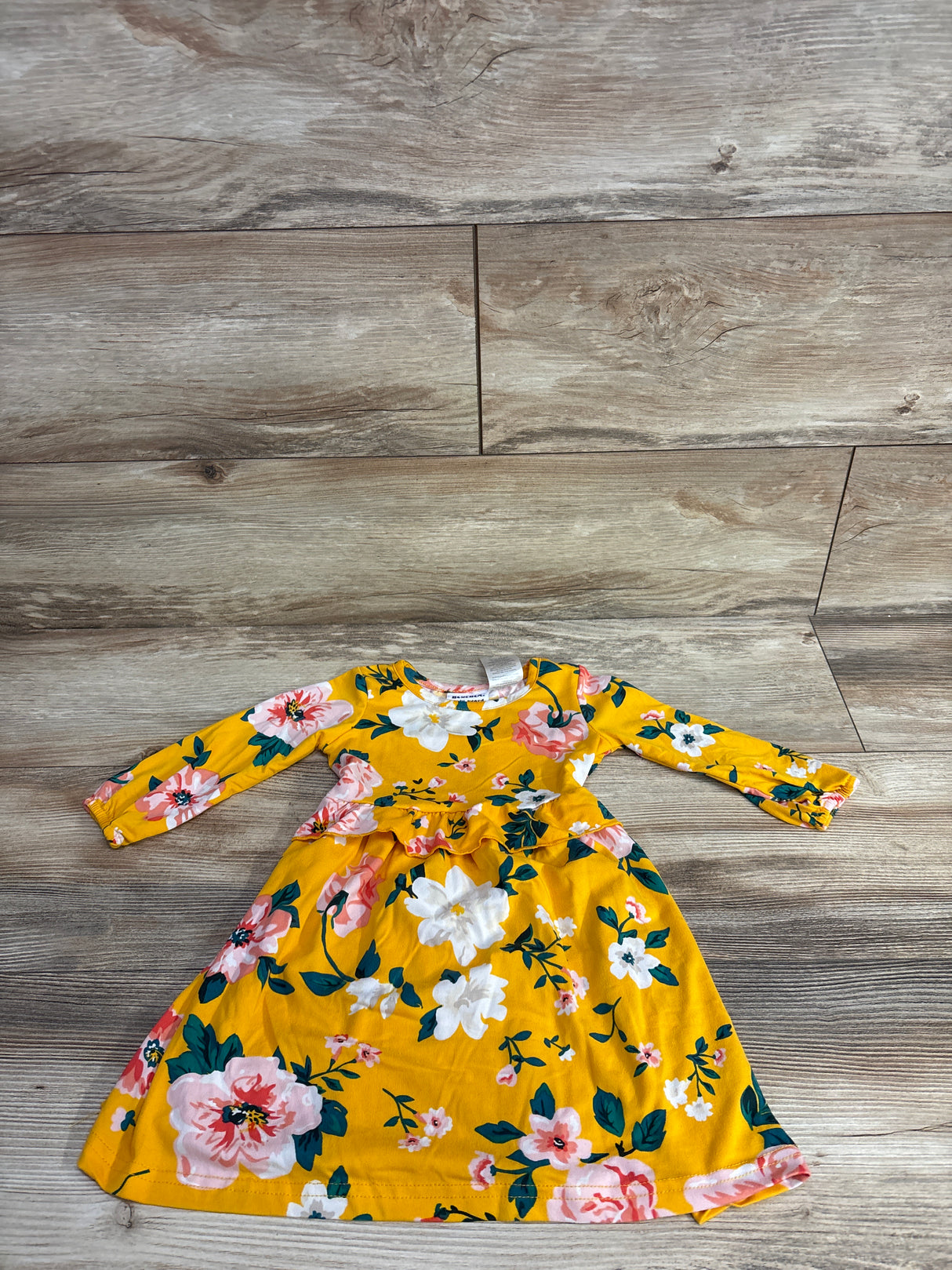 Blueberi Boulevard Floral Long Sleeve Dress Yellow sz 2T