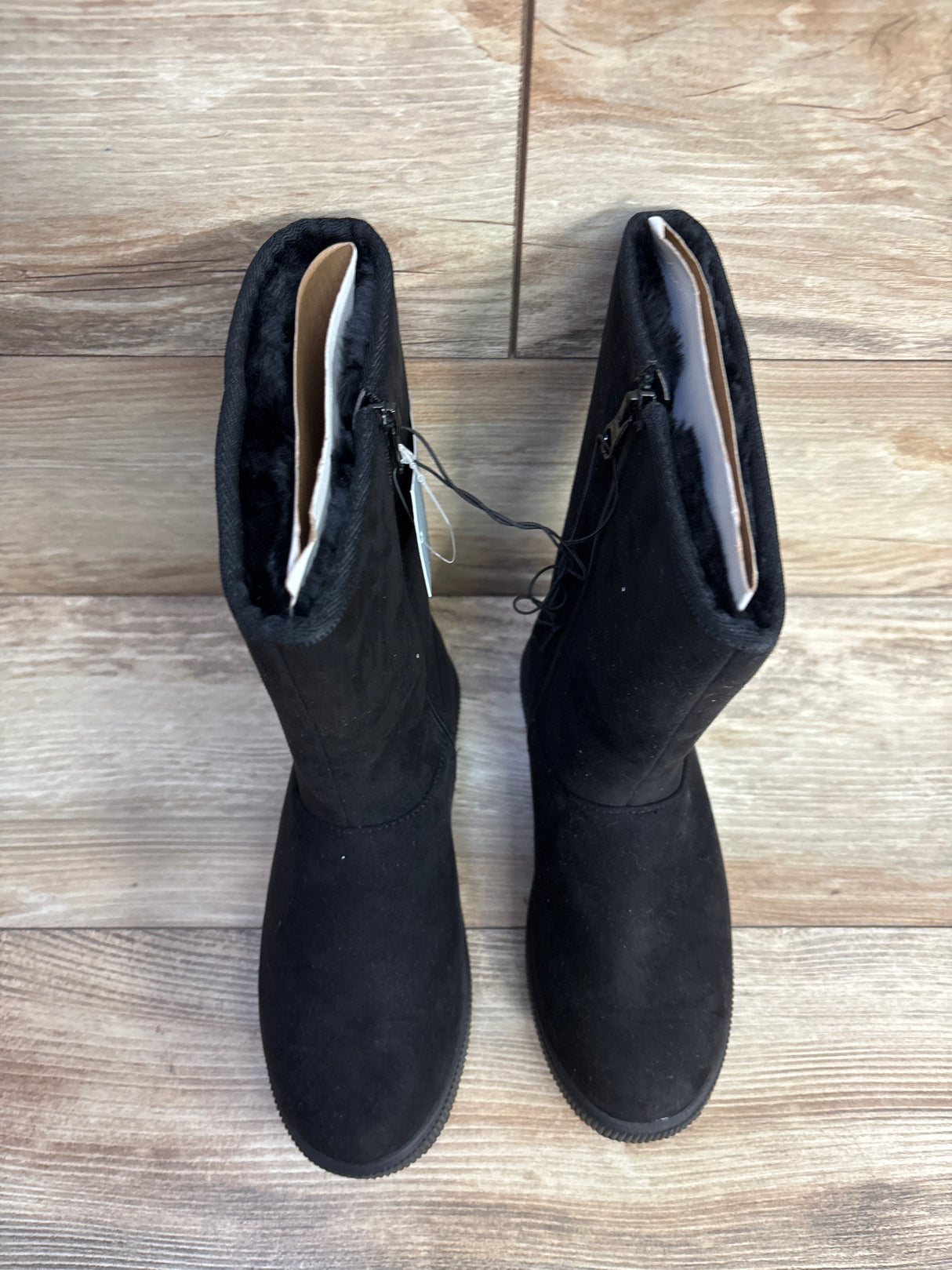 NEW Cat & Jack Natalia Tall Shearling Style Boots Black sz 4Y