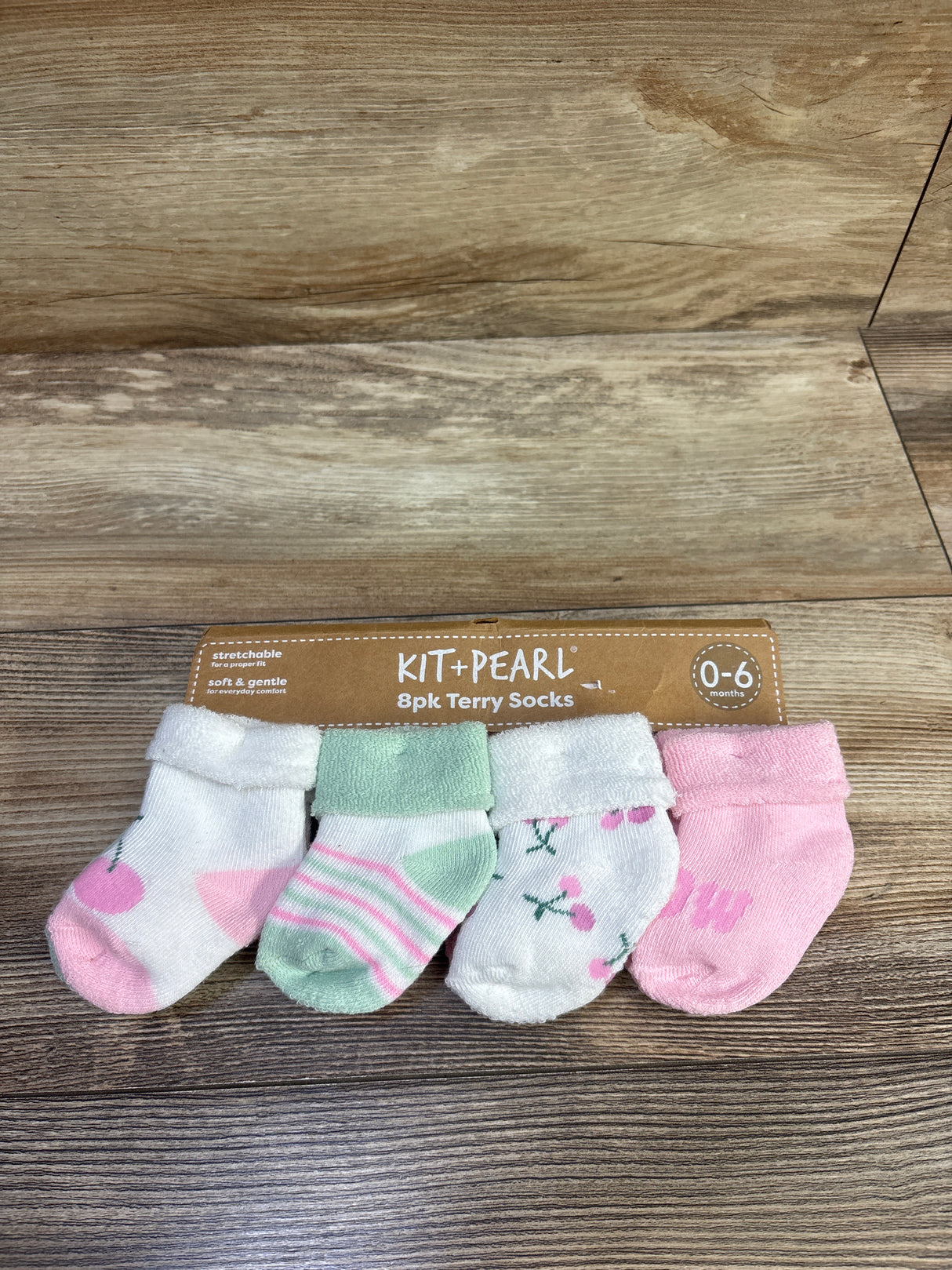 NEW Kit + Pearl 8pk Terry Socks sz 0-6m