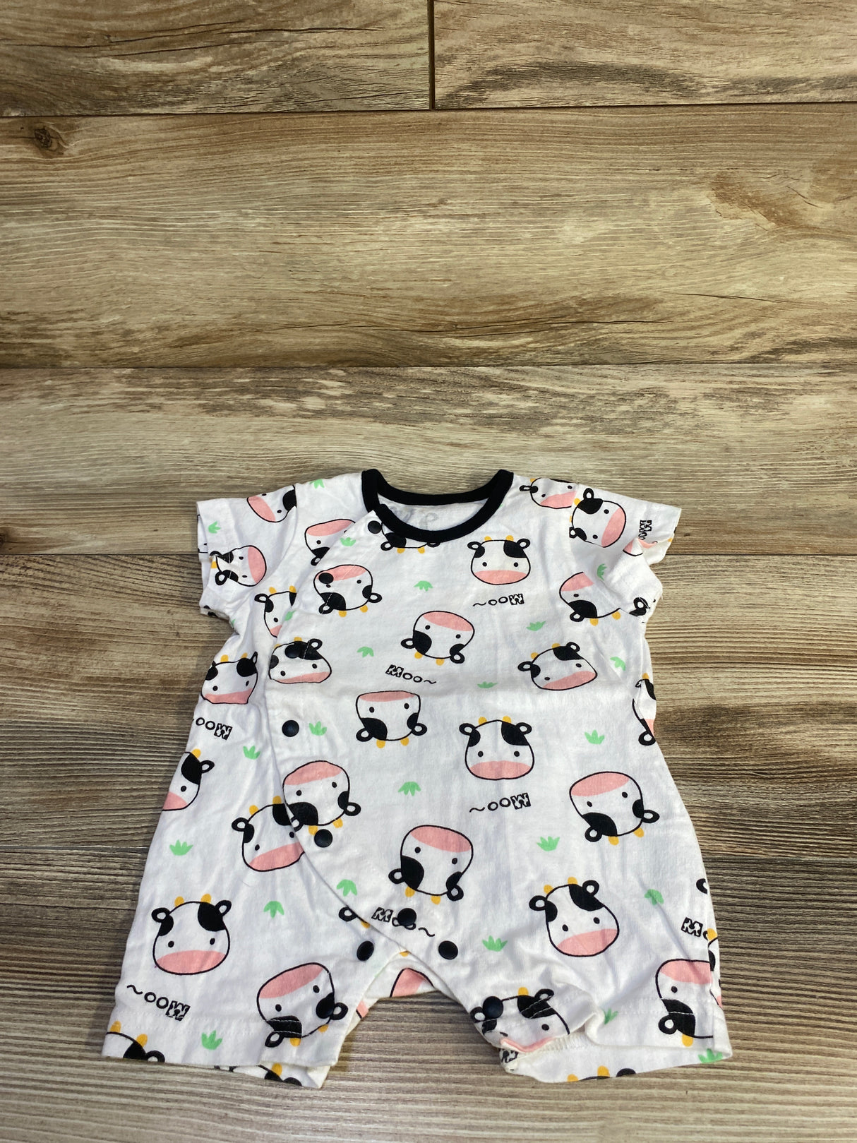 Cow Print Shortie Romper White sz 0-3m