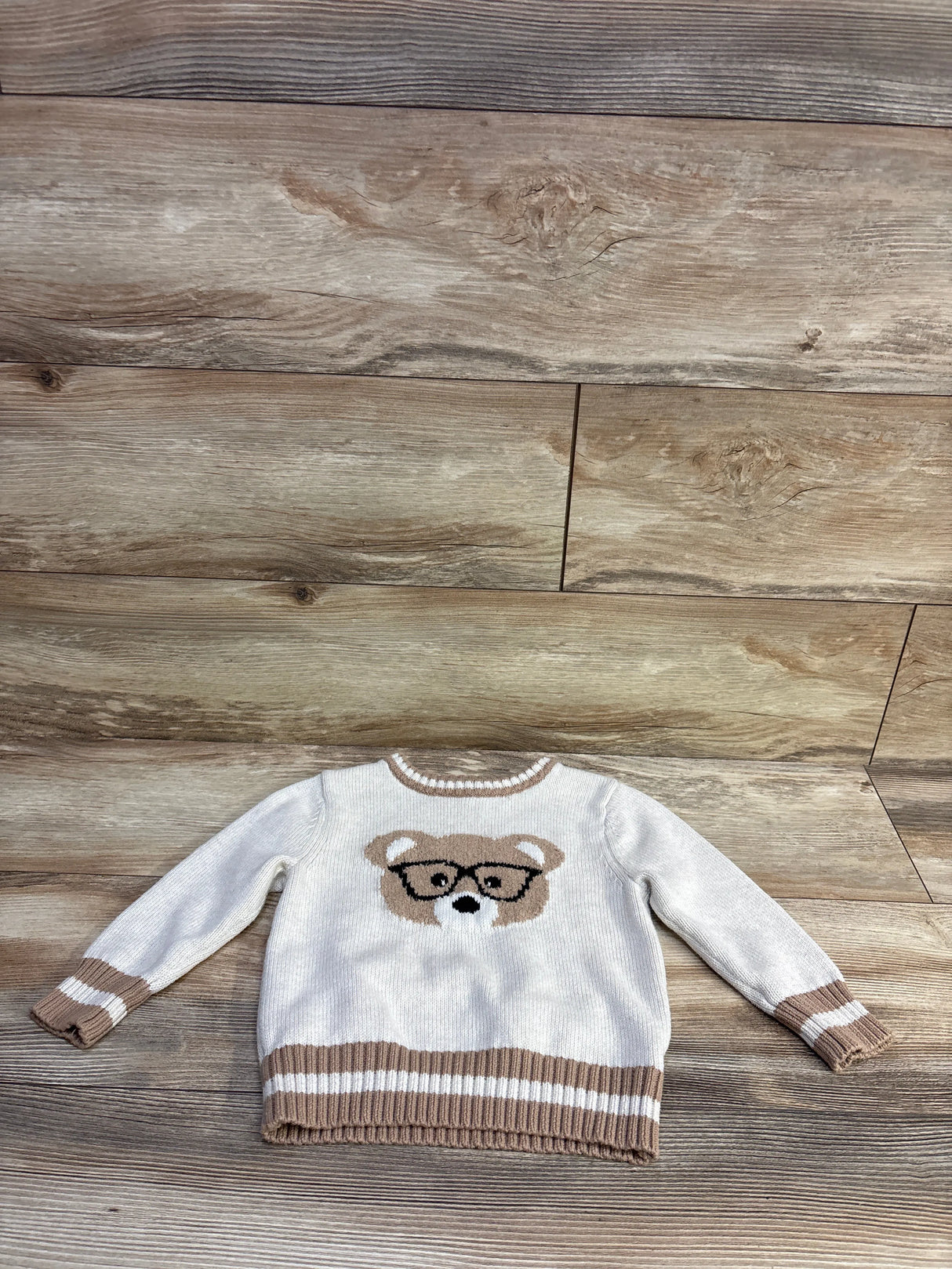 Cat & Jack Knit Bear Sweater Cream sz 2T