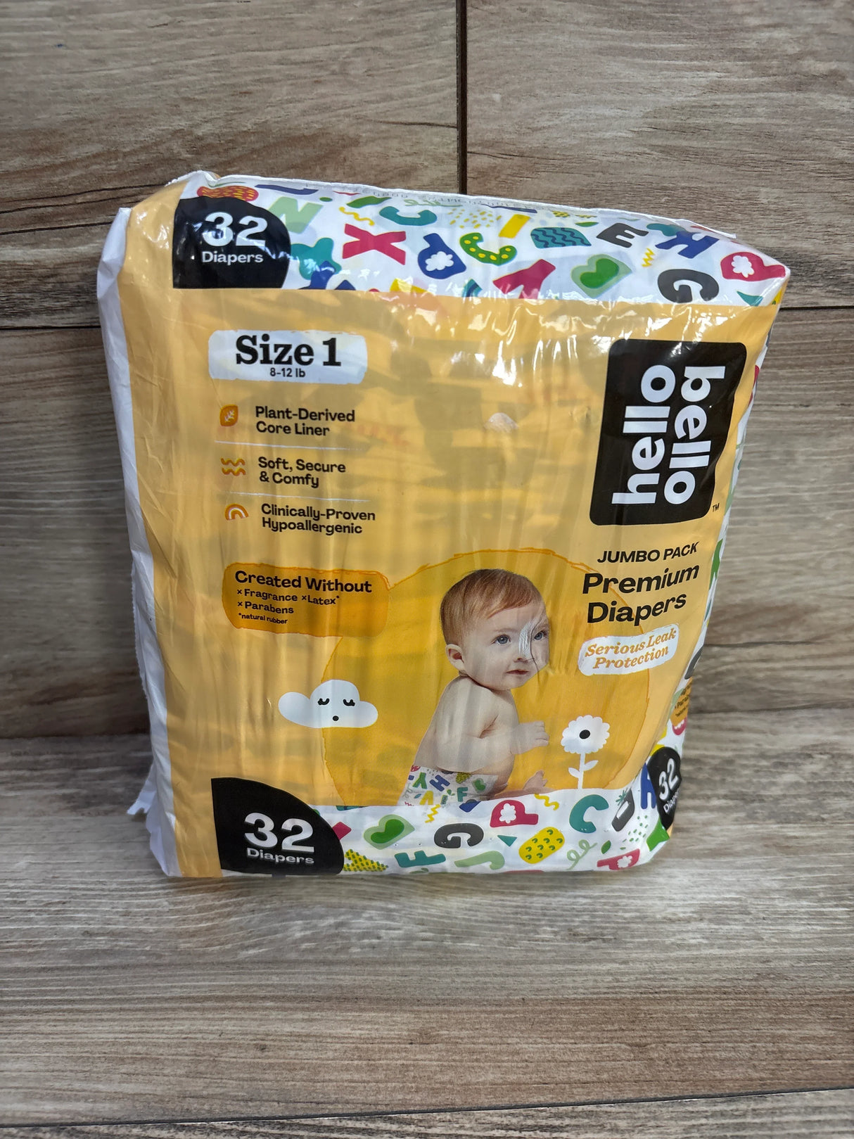 NEW Package of Hello Bello Premium Baby Diapers Size 1, 32 Ct. in Alphabet Soup - Me n Mommy To Be