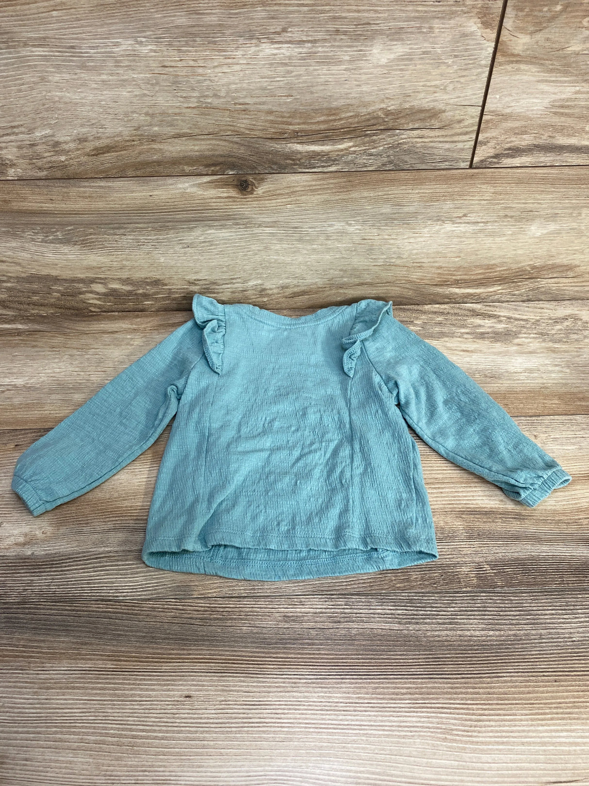 Cat & Jack Ruffle Long Sleeve Shirt Green sz 2T - Me n Mommy To Be