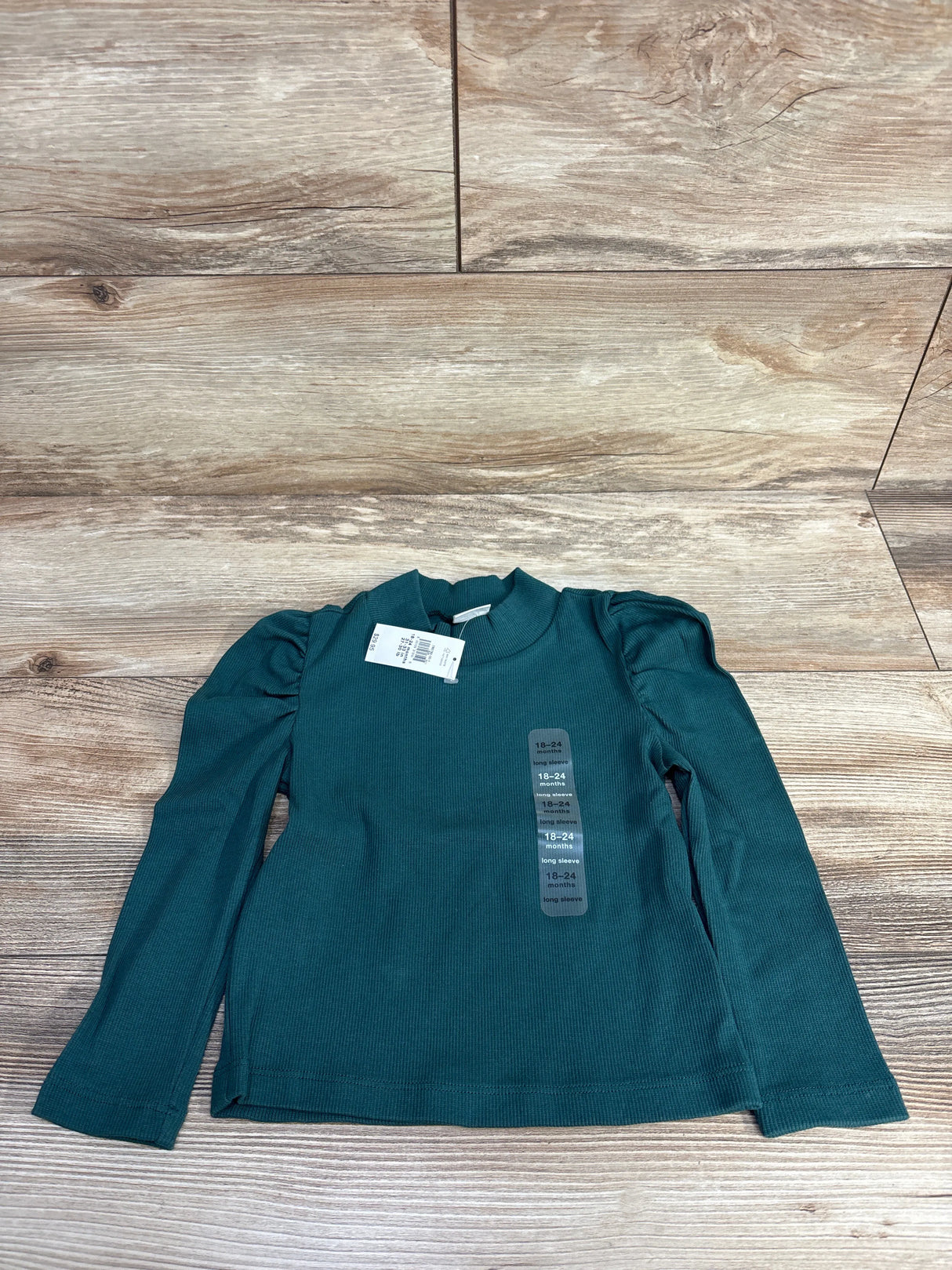 NEW Baby Gap Solid Puff Sleeve Rib Shirt Emerald sz 18-24m