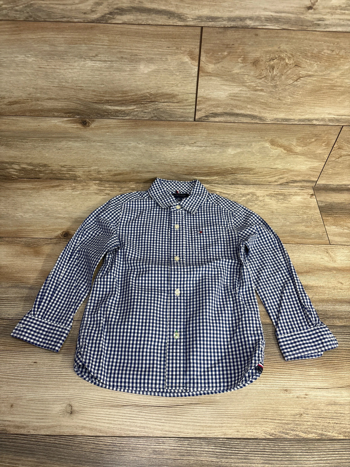 Tommy Hilfiger Gingham Button Up Shirt Blue sz 4-5T