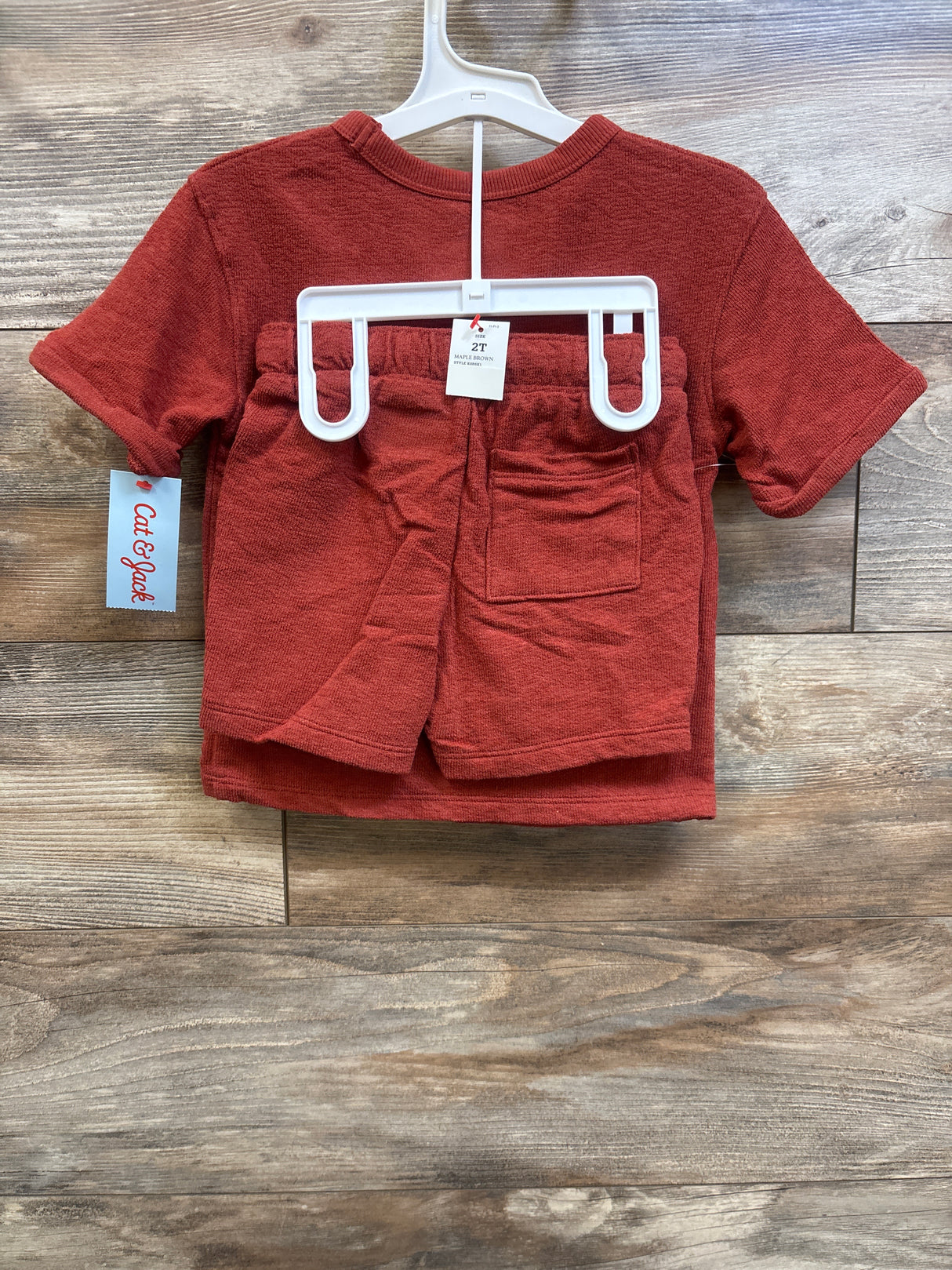 NEW Cat & Jack 2pc Terry Cloth Shirt & Shorts Set Rust sz 2T