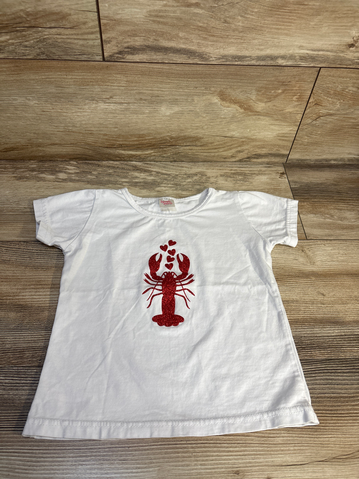 Sparkle Sisters by Couture Clips Red lobster Tee Shirt White sz 4T