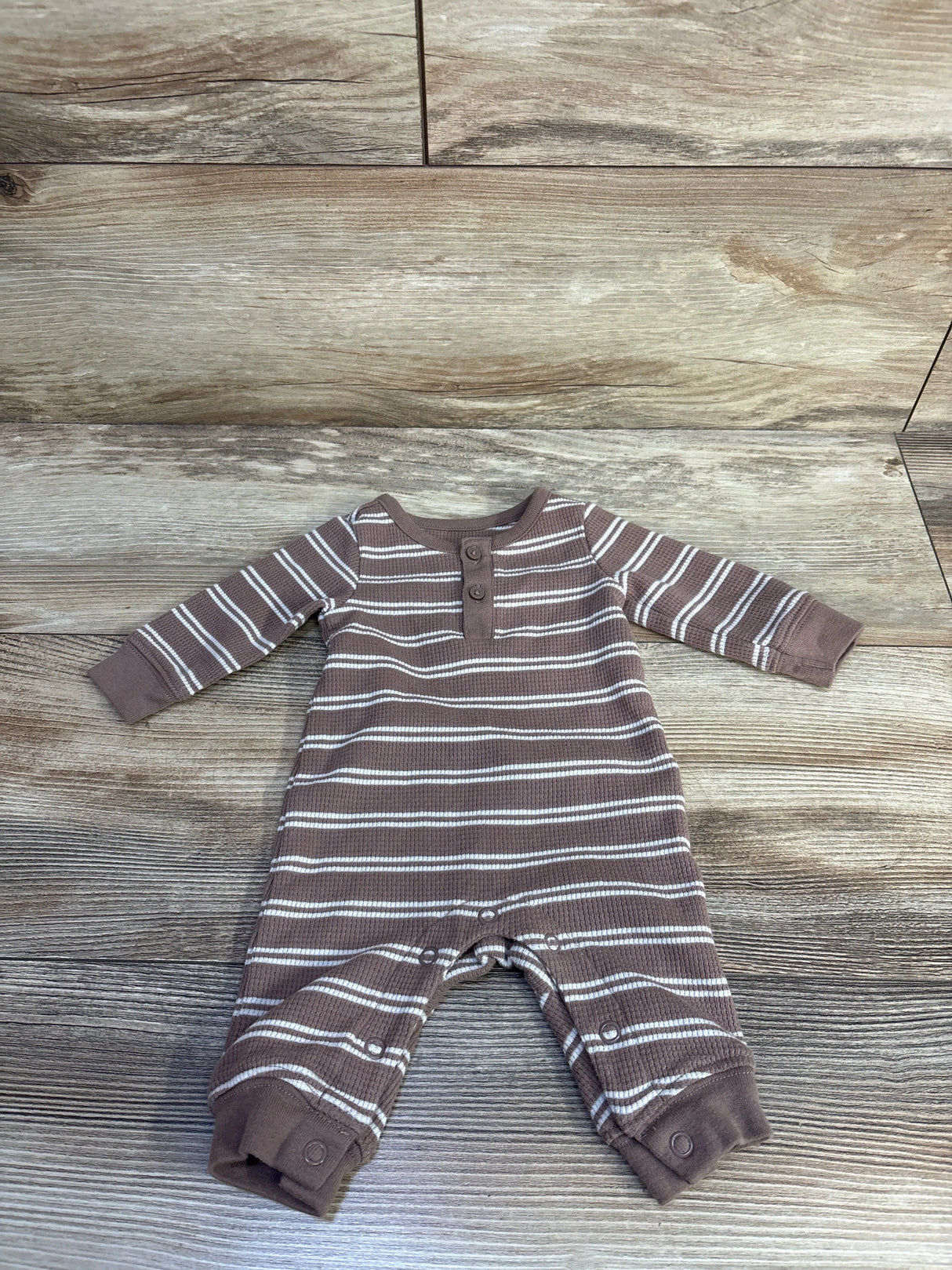 Just One You Waffle Knit Henley Coverall Brown sz Newborn
