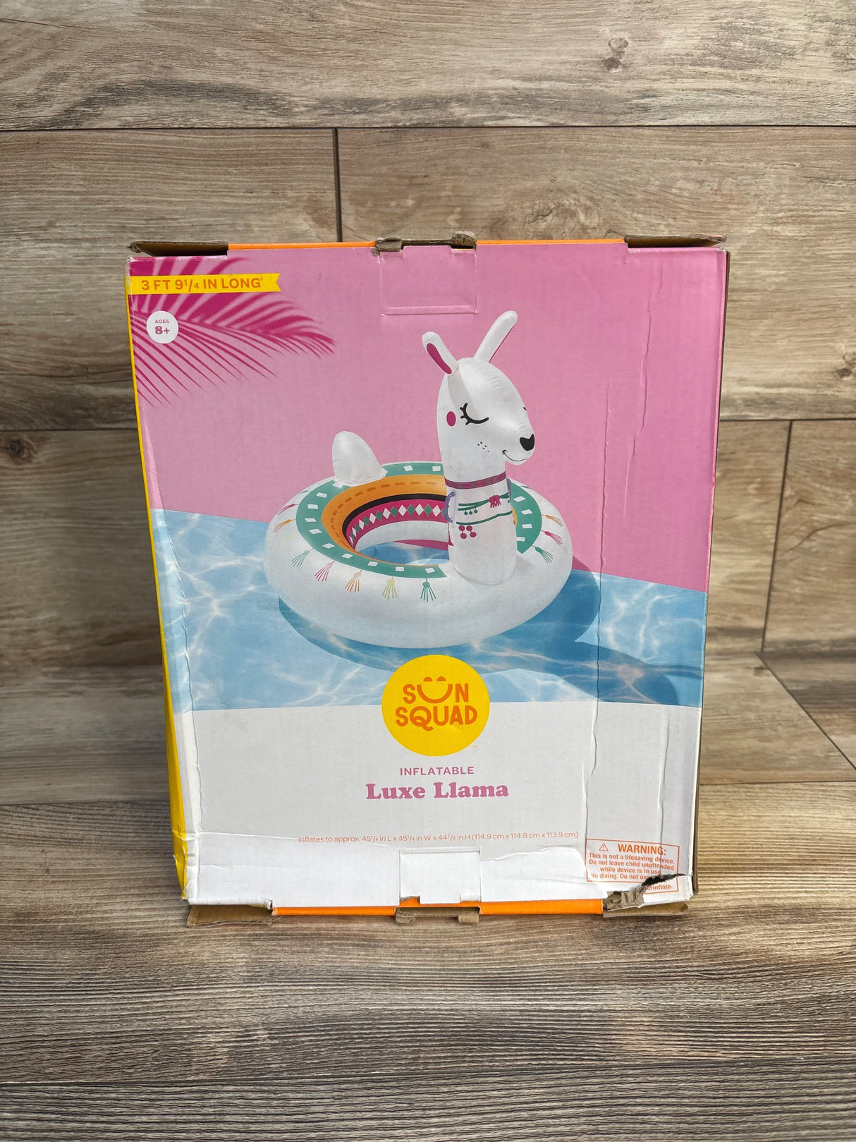 Sun Squad Luxe Llama inflatable pool float for kids in original packaging