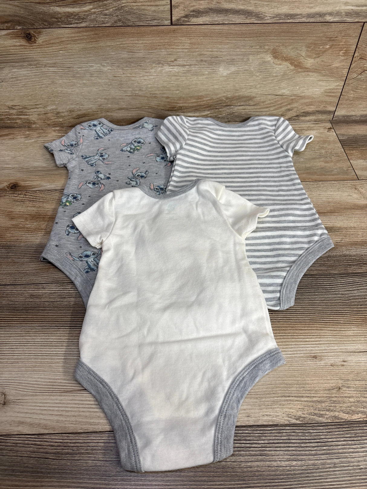 Disney Baby 3pk Stitch Bodysuit set Grey sz 6-9m
