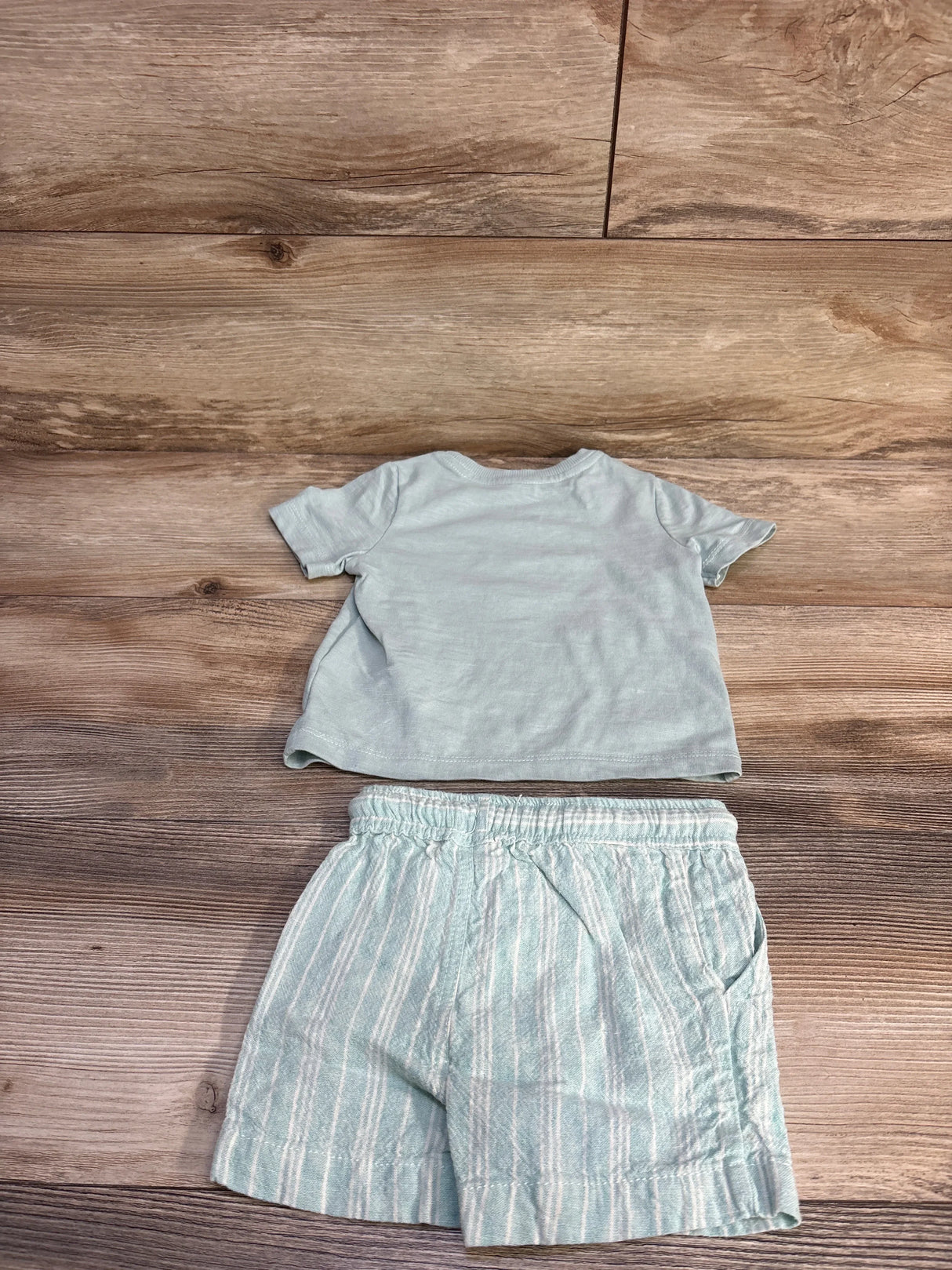C&C California Kids 2pc Shirt & Linen Shorts Set Green sz 12m