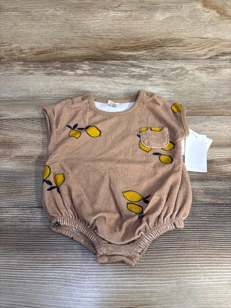 NEW Grayson Mini Lemon Print Terry Cloth Romper Brown sz 0-3m - Me n Mommy To Be