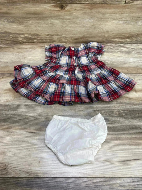 Baby Gap 2pc Plaid Tiered Dress & Bloomers Red sz 0-3m - Me n Mommy To Be