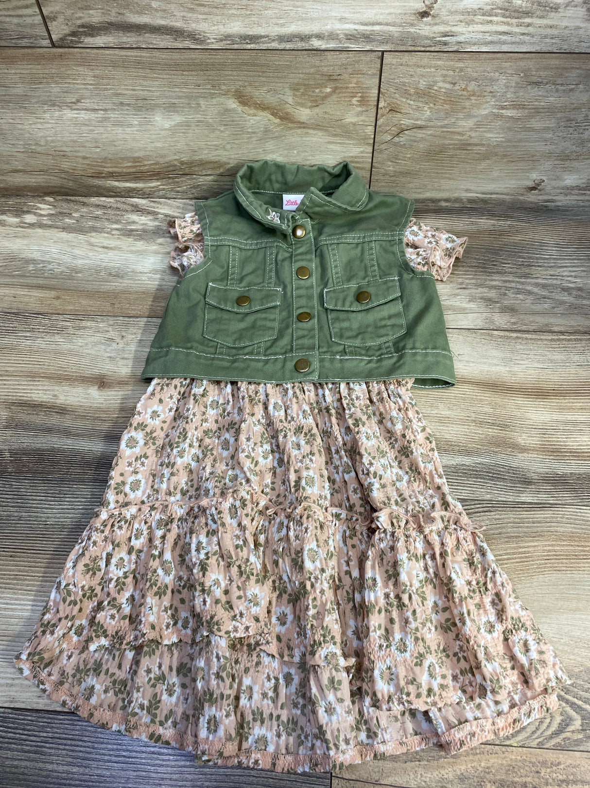 Little Lass 2pc Floral Dress & Vest Set Pink sz 5T