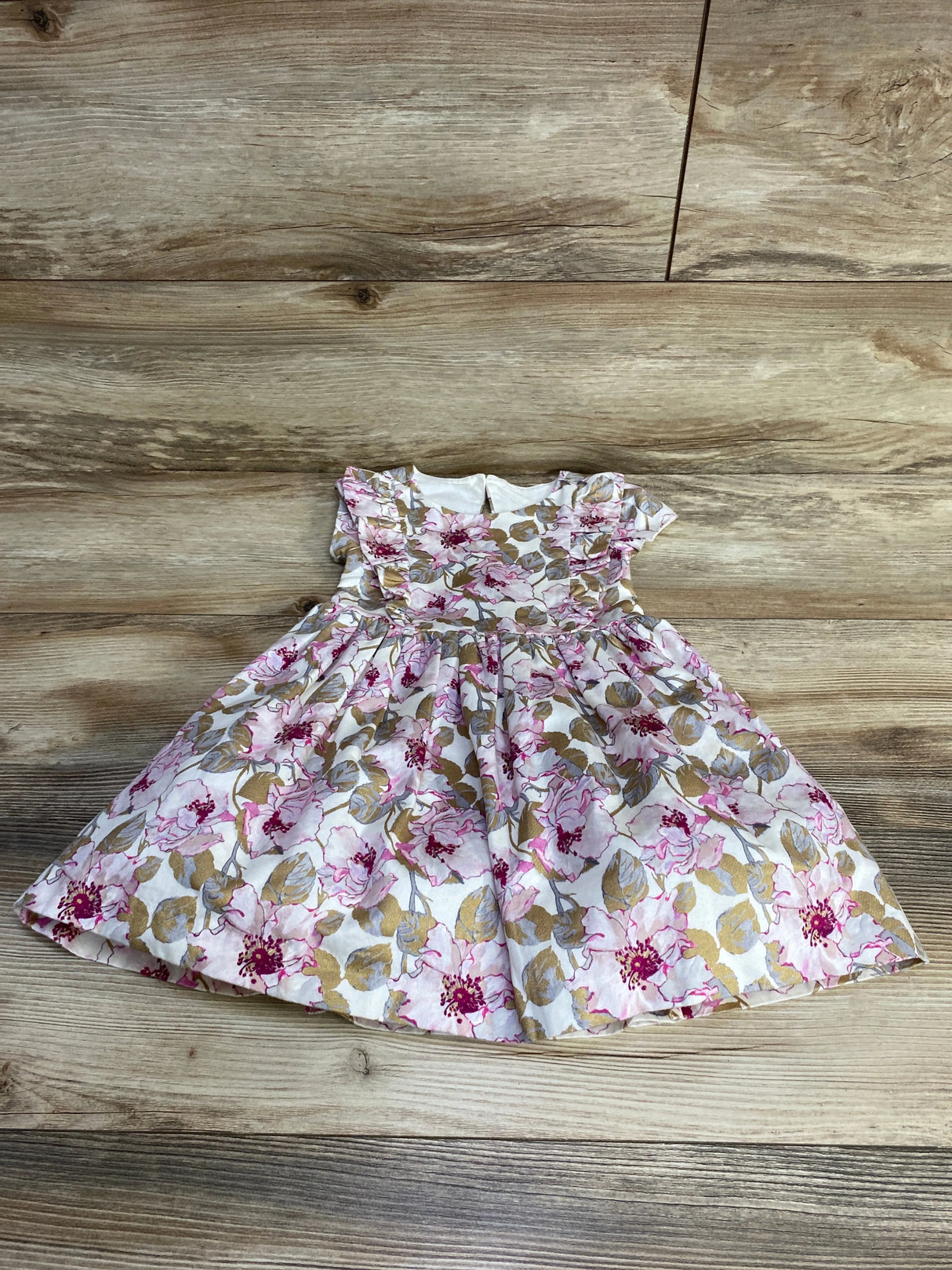 Janie and Jack Floral Ruffle Dress White sz 18-24m - Me n Mommy To Be