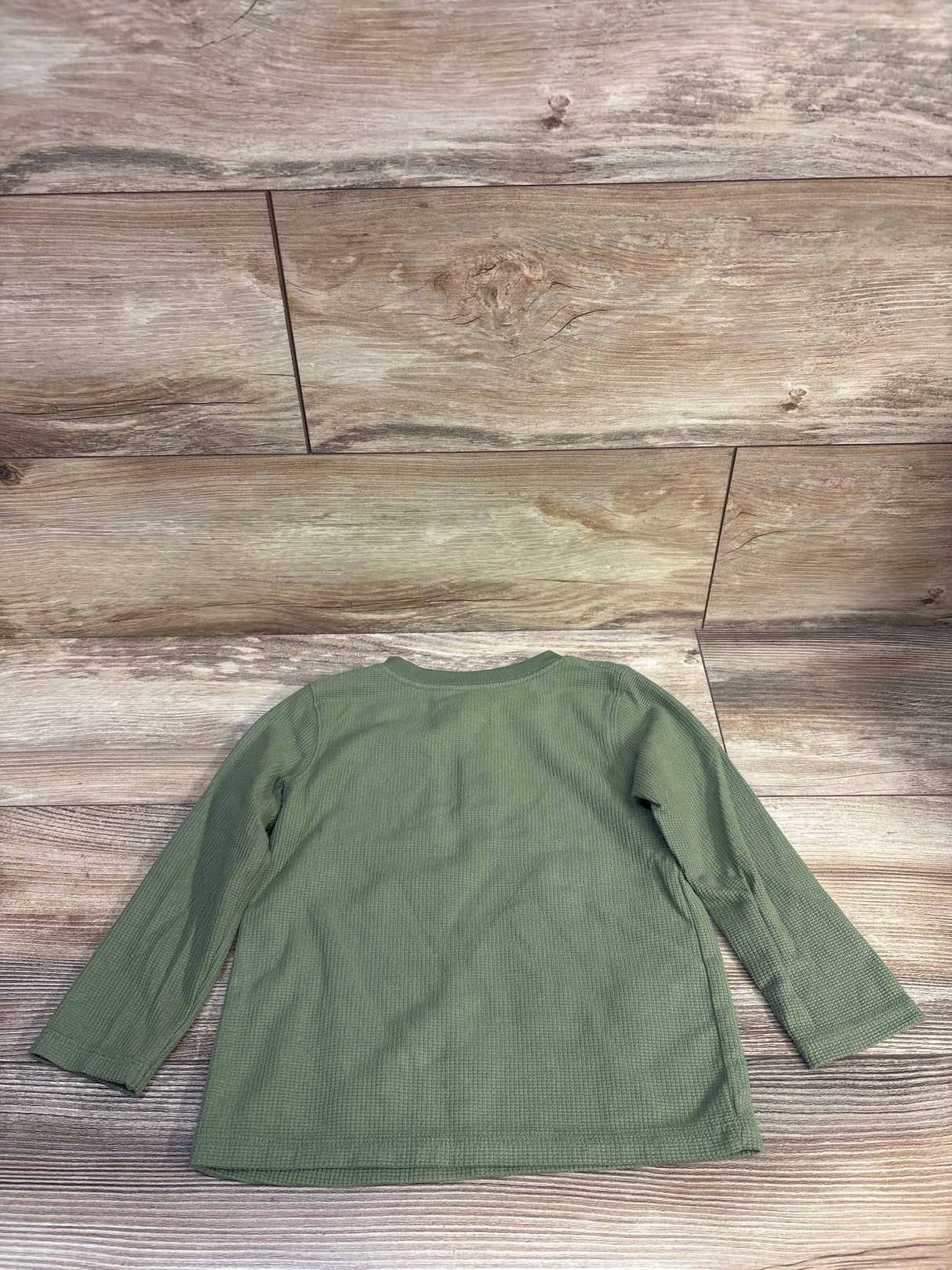 Cat & Jack Waffle Knit Henley Shirt Green sz 3T