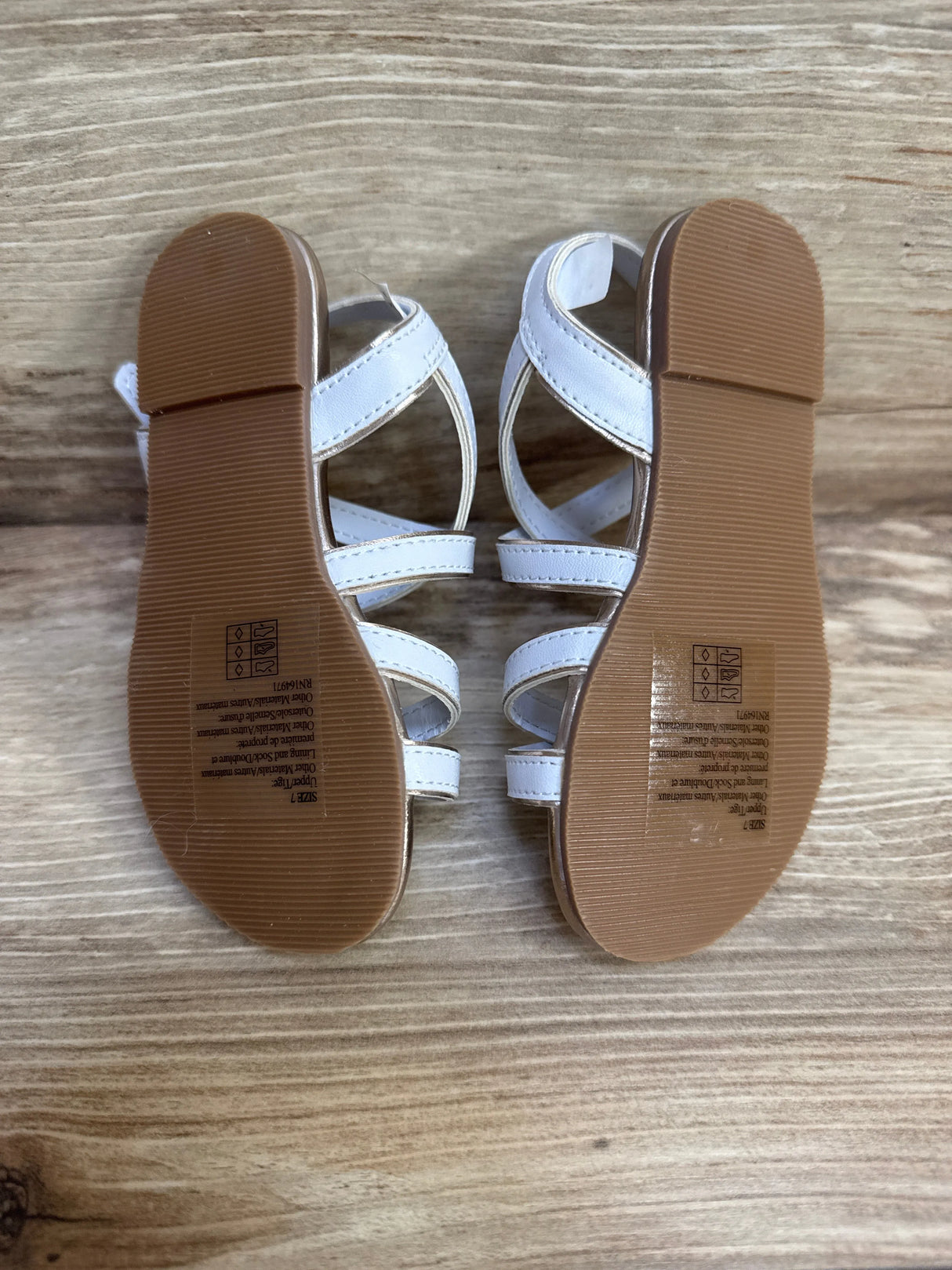 Janie & Jack Metallic Trim Strap Sandal White sz 7c - Me n Mommy To Be