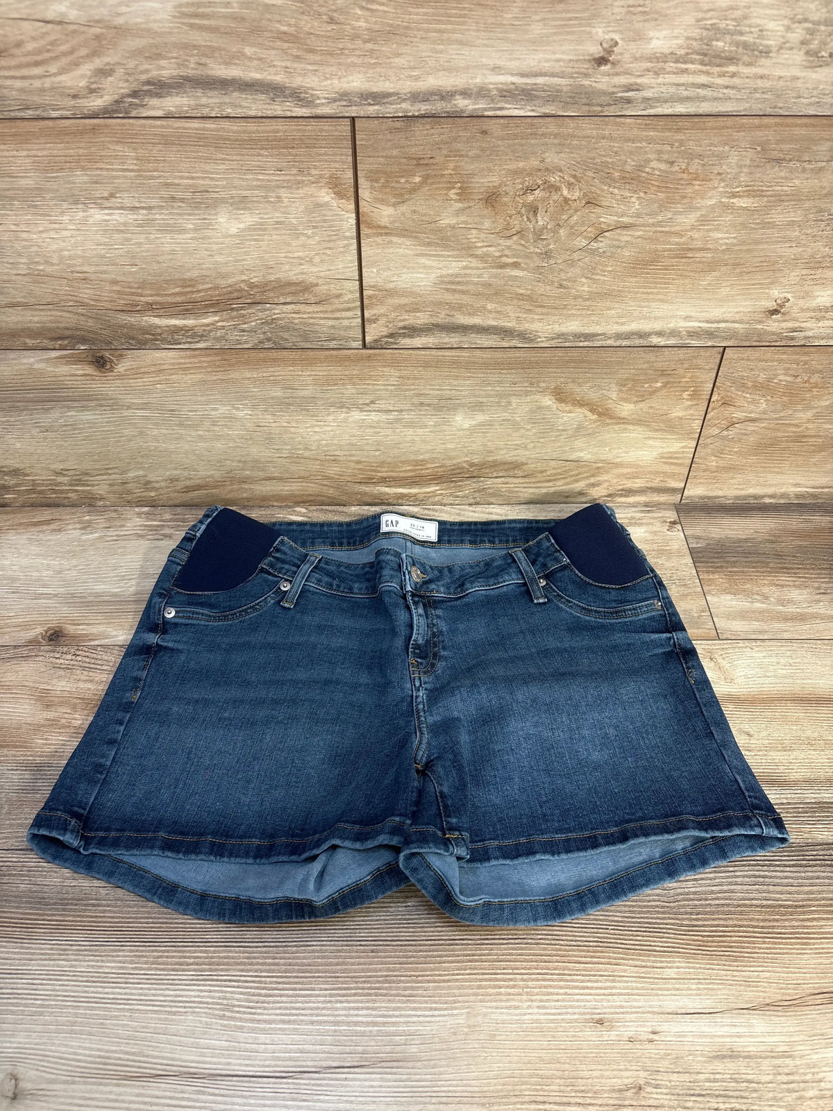 NEW Gap Maternity 4" Inset Panel Denim Shorts Dark Wash Blue sz 32/14 Large