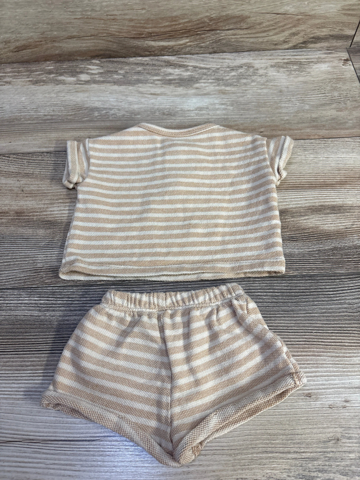 Cloud Island 2pc Textured Henley Shirt & Shorts Set Beige sz Newborn