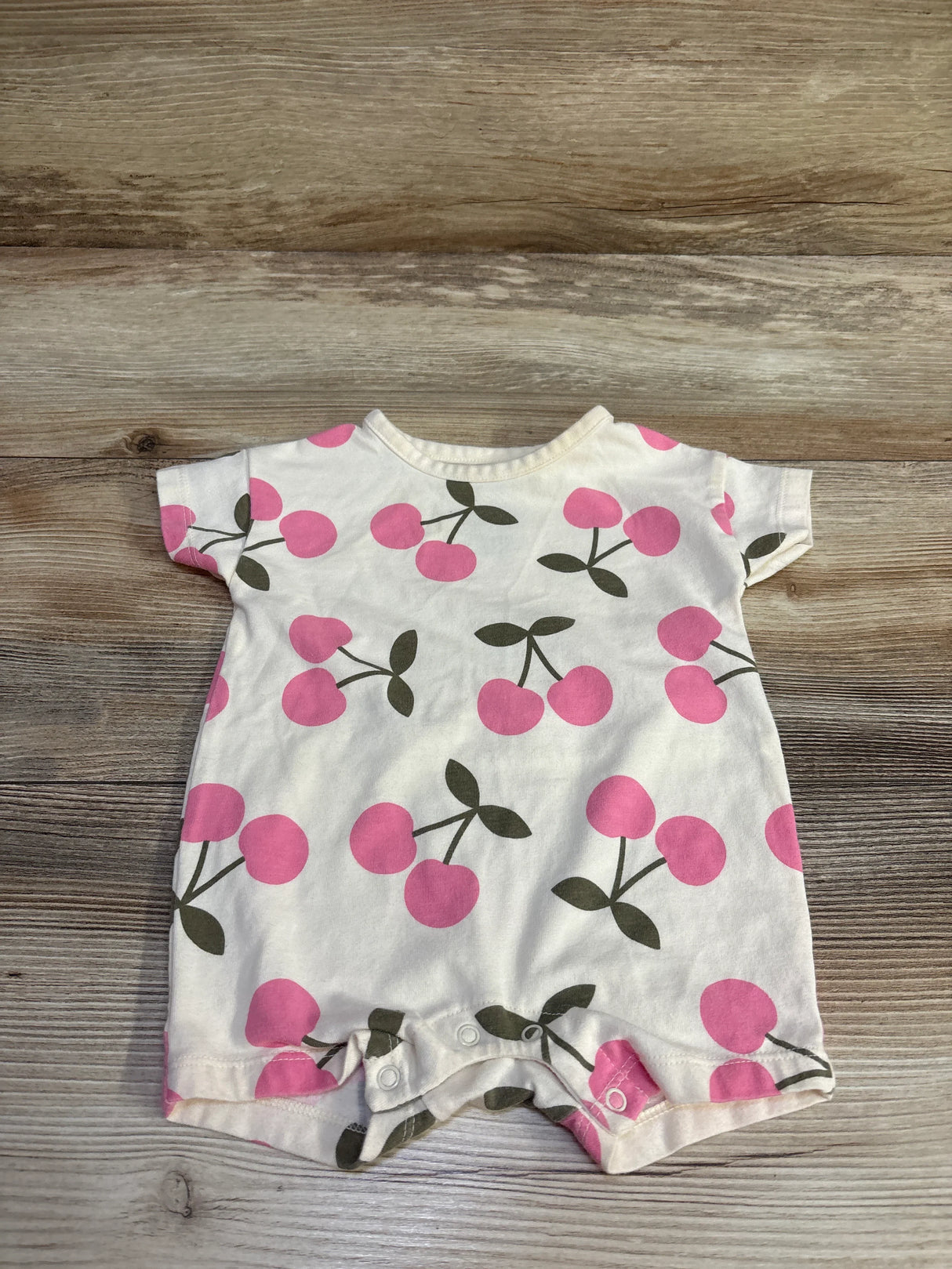 Cat & Jack Cherry Print Shortie Romper Ivory sz 0-3m