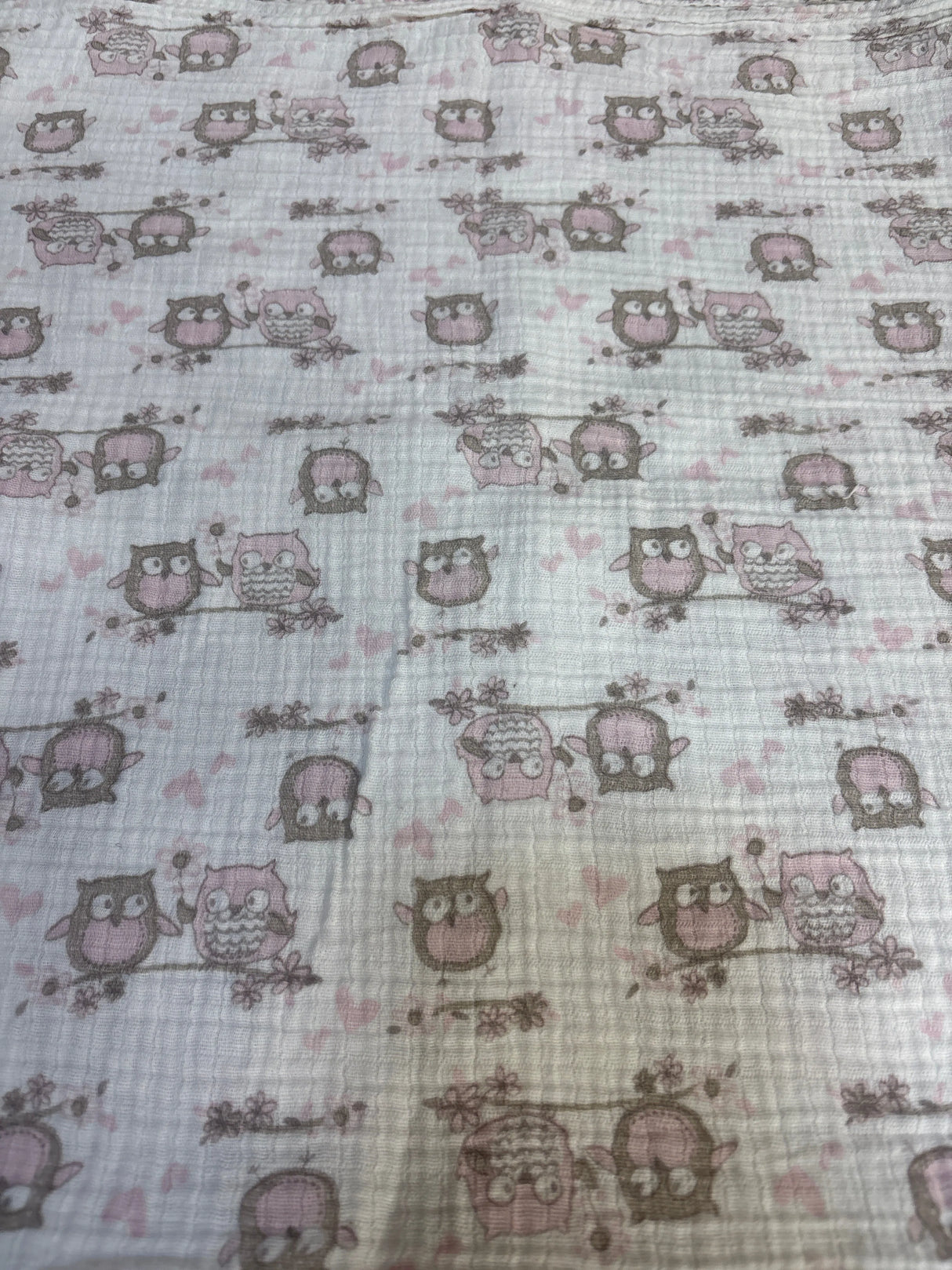 Little Me Muslin Swaddle Blanket Owl Print White