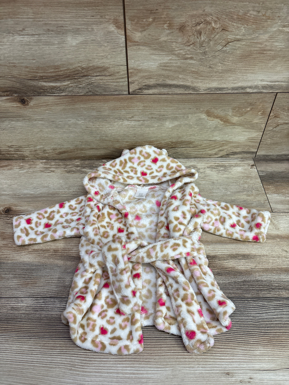 Zak & Zoey Plush Leopard Robe Tan sz 0-6m