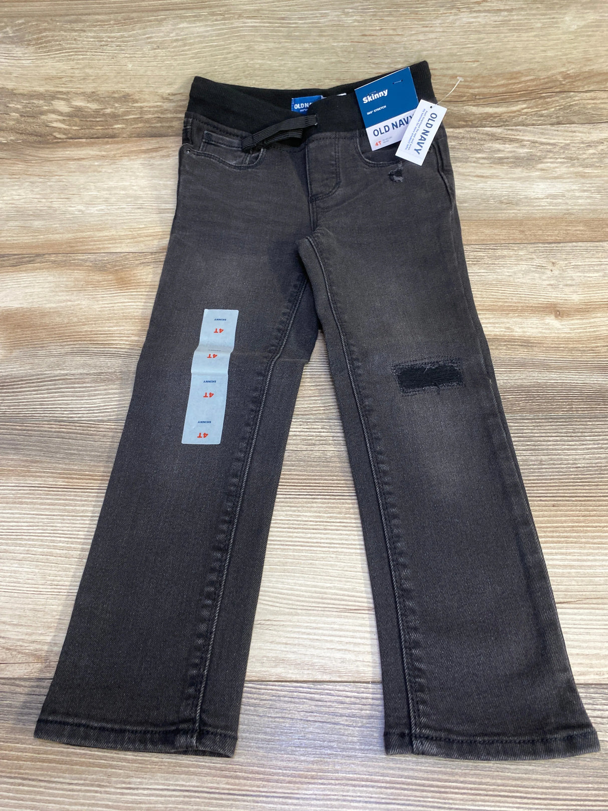 NEW Old Navy Rib-Knit Skinny 360 Stretch Distressed Jeans Black sz 4T - Me n Mommy To Be